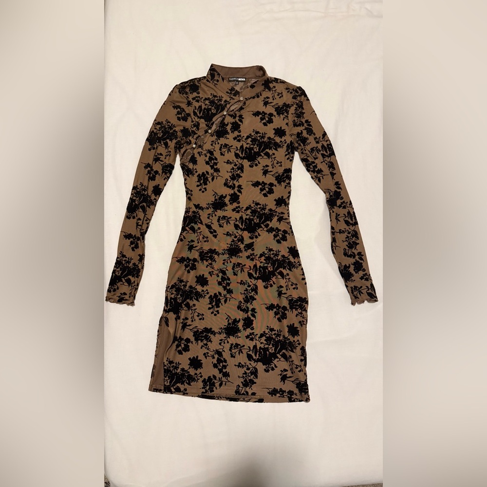 Floral Mesh Long Sleeve Dress